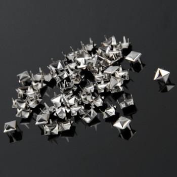 Foto 100 apliques remaches plata 6mm forma pirámide tachuelas