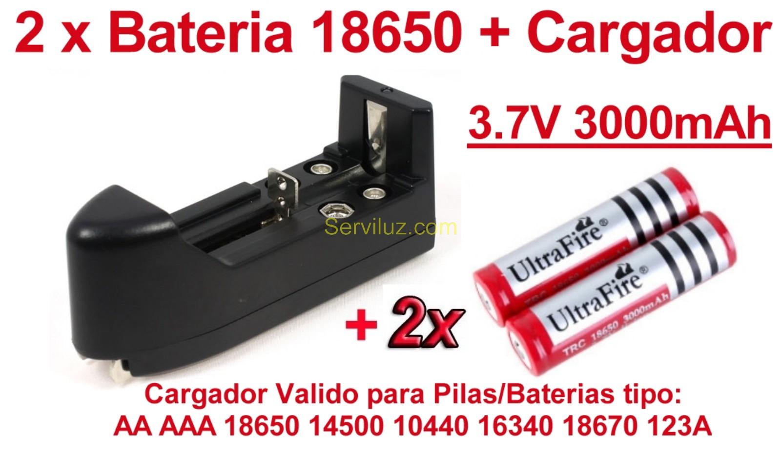 Foto 2 X Bateria Recargable 18650, 3000 Mah Li-ion + Multi Cargador