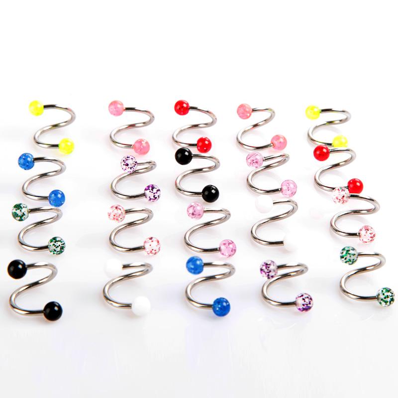 Foto 20pcs Colorful Stainless Steel Ball Curved Nose Navel Belly Button Rin