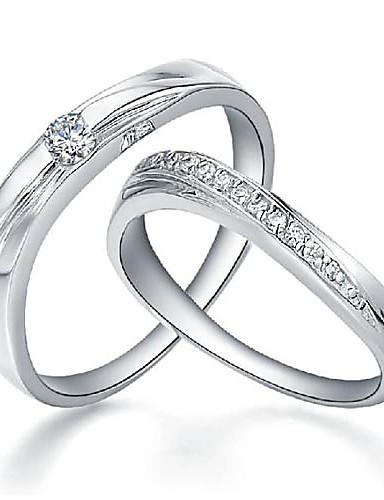 Foto Alquiler de plata de ley 925 con anillos de pareja de Crystal