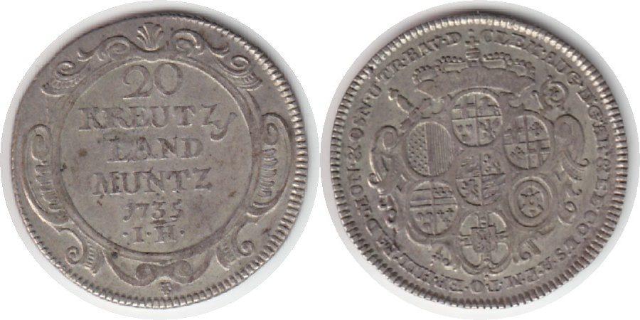 Foto Altdeutschland 20 Kreuzer 1735