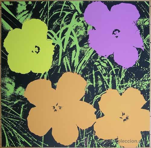 Foto andy warhol / flores serigrafía gran tamaño 91 x 91 cm a estre