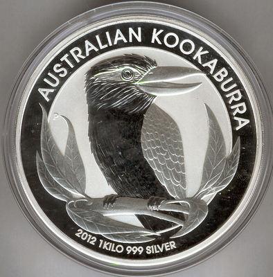 Foto Australia 30 Dolares 2012  1 Kilo Plata Pura Kokaburra