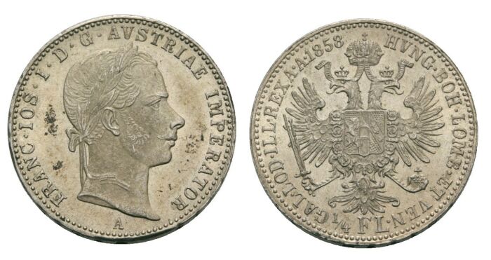 Foto Austria Habsburg Wien 1/4 Gulden 1858