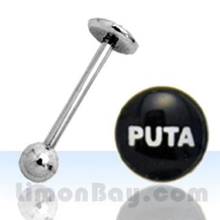 Foto Barbell lengua con logo 'Puta'