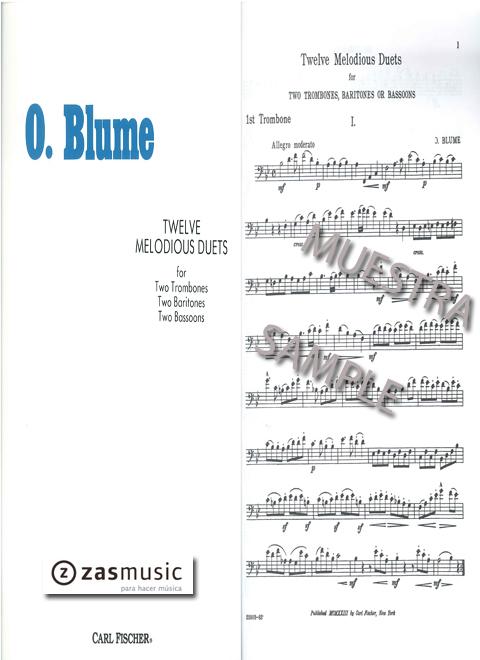 Foto blume, o: twelve melodious duets for two trombones, baritone