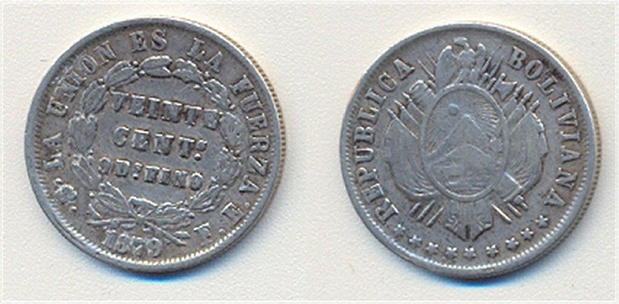 Foto Bolivien 20 Centavos 1879