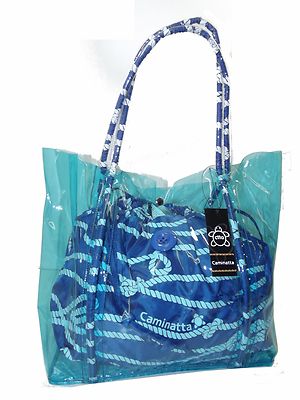 Foto Bolso De Playa Marca Caminatta Transparente Doble Asa Con Bolsa Azul Pl360