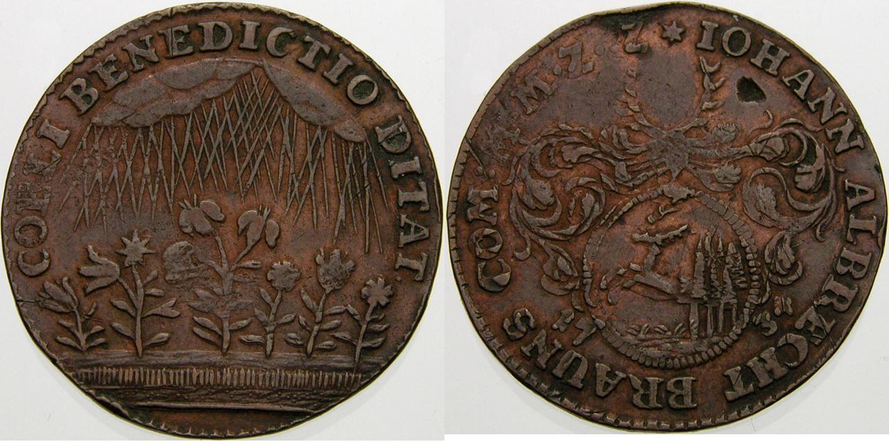 Foto Braunschweig-Harz Bronze Münzmeistermarke 1734