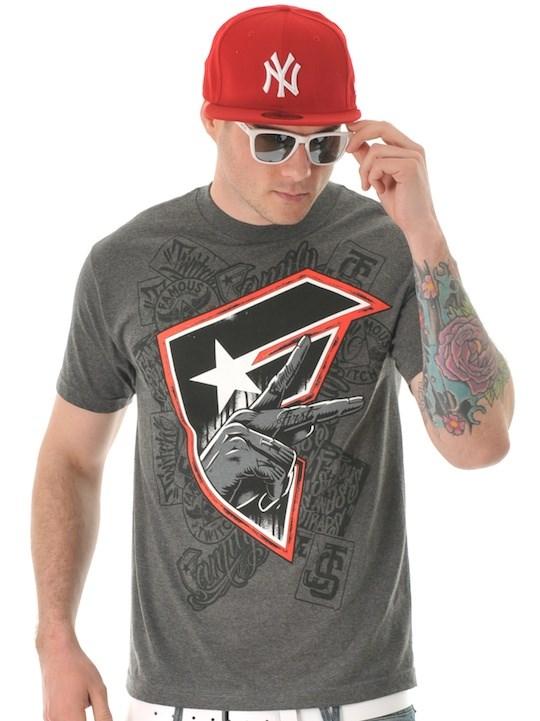 Foto Camiseta Famous Stars and Straps Twitch Oil Spill Charcoal Heather-Rojo