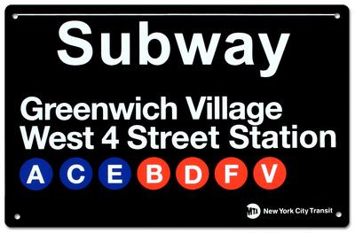 Foto Cartel de chapa Subway Greenwich Village- West 4 Street, 28x43 in.