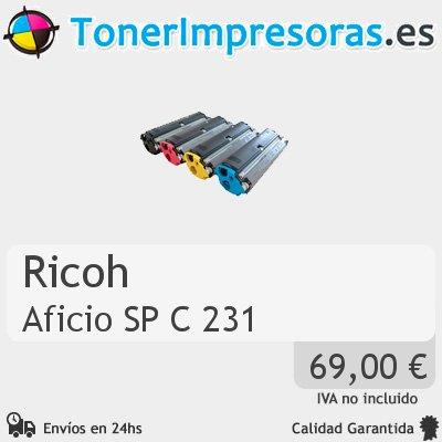 Foto Cartuchos Toner Compatible Ricoh Aficio Sp C 231 Negro