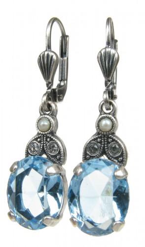 Foto Cavendish French 1920's design silver and faux aquamarine drop ear ...