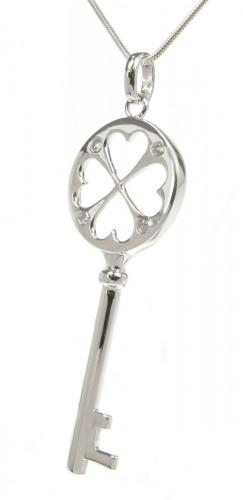 Foto Cavendish French Silver and CZ clover leaf key pendant