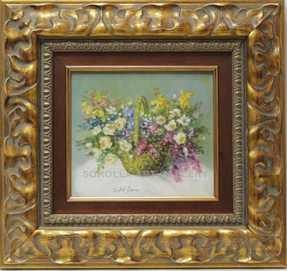 Foto Cesta con flores | Pinturas de flores en óleo sobre tabla