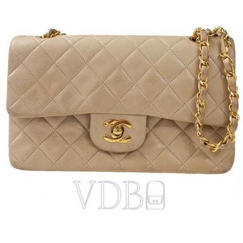 Foto Chanel Beige Leather Shoulder Bag Gold Chain CC 2.55