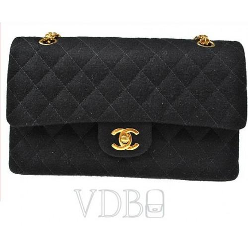 Foto Chanel Black CC Leather Canvas Bag Gold Chain 2.55 Shoulder bag