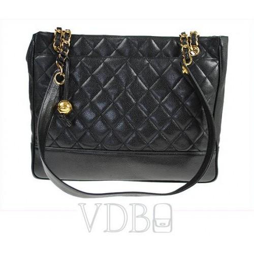 Foto Chanel Black Quilted Leather Maxi Gold Chain shoulder bag