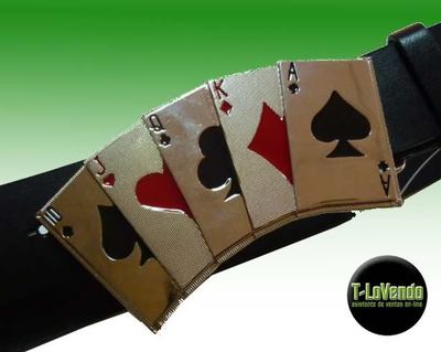 Foto Cinturon Hebilla  Metal Cartas Poker Moda Hombre