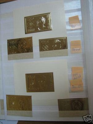 Foto Colección sellos Sharjah Oro K Adenauer Chaffee Grenoble 68