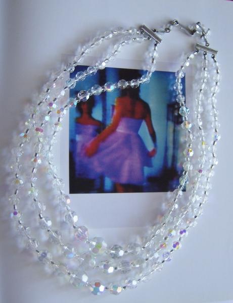 Foto Collar vintage de cristal Ab con 3 cadenas
