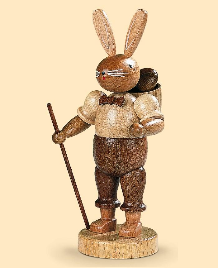 Foto Conejo de Pascua señor conejo, 18 cm. de alto, natural, original de los Montes Metálicos (Erzgebirge) hecho por la empresa Müller del pueblo de Seiffen