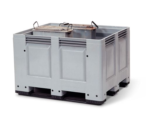 Foto Contenedor de baterías usadas, volumen de 670 litros, gris