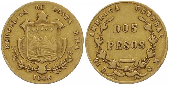 Foto Costa Rica 2 Pesos Gold 1866