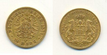 Foto Deutsches Kaiserreich Gold 20 Mark 1877
