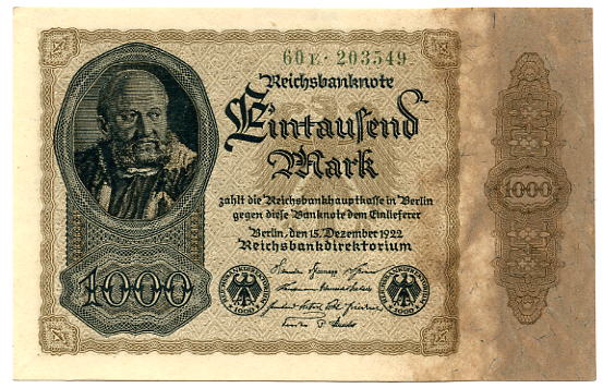 Foto Deutsches Reich / Inflation 1 000 Mark 1922