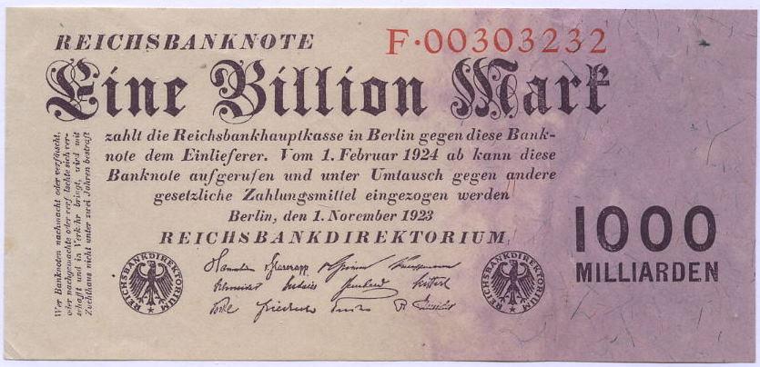 Foto Deutsches Reich / Inflation 1000 Mrd Mark / 1 Billion Mark 1923