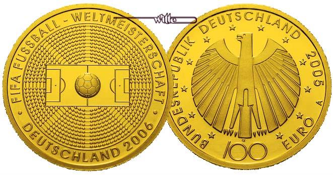 Foto Deutschland 100 Euro 15,55g fein 28 mm Ø 2005