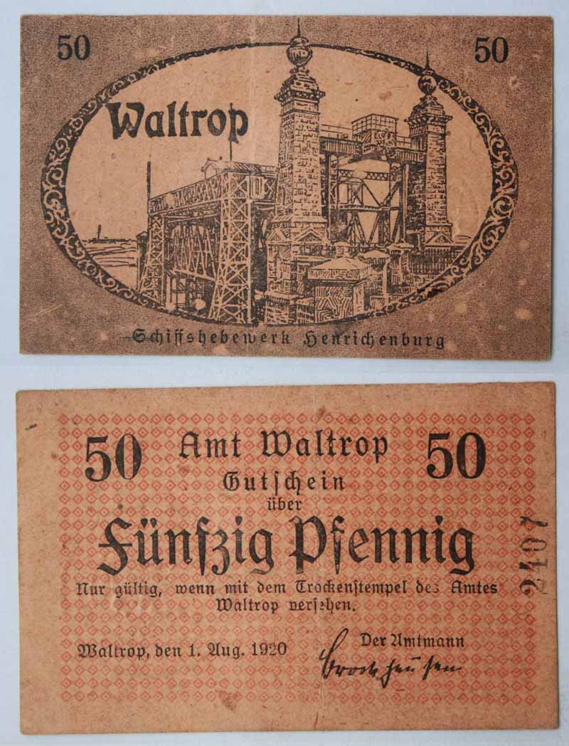 Foto deutschland waltrop 50 pfennig 1 8 1920