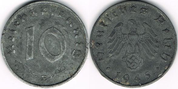 Foto Drittes Reich 10 Pfennig 1945 E