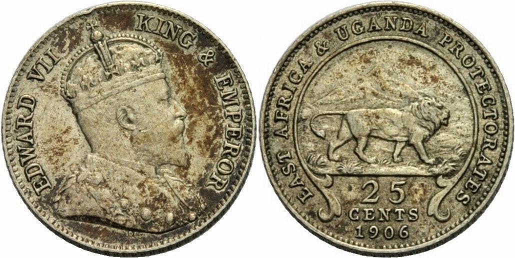 Foto East Africa Uganda Protectorates 25 Cents 1906