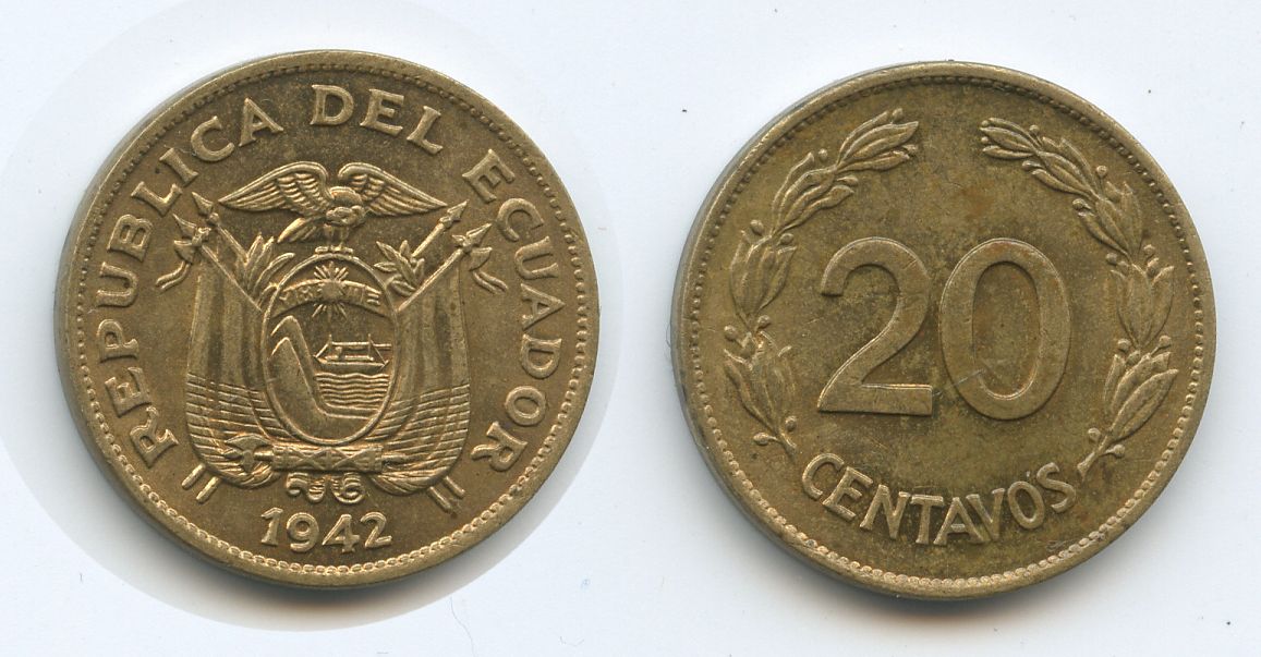 Foto Ecuador 20 Centavos 1942