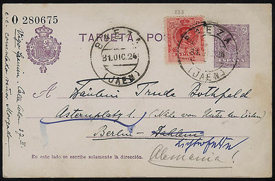 Foto Edifil. Alfonso Xiii. Medallón. Entero Postal Nº 50. Baeza-berlín. 1924. (23)