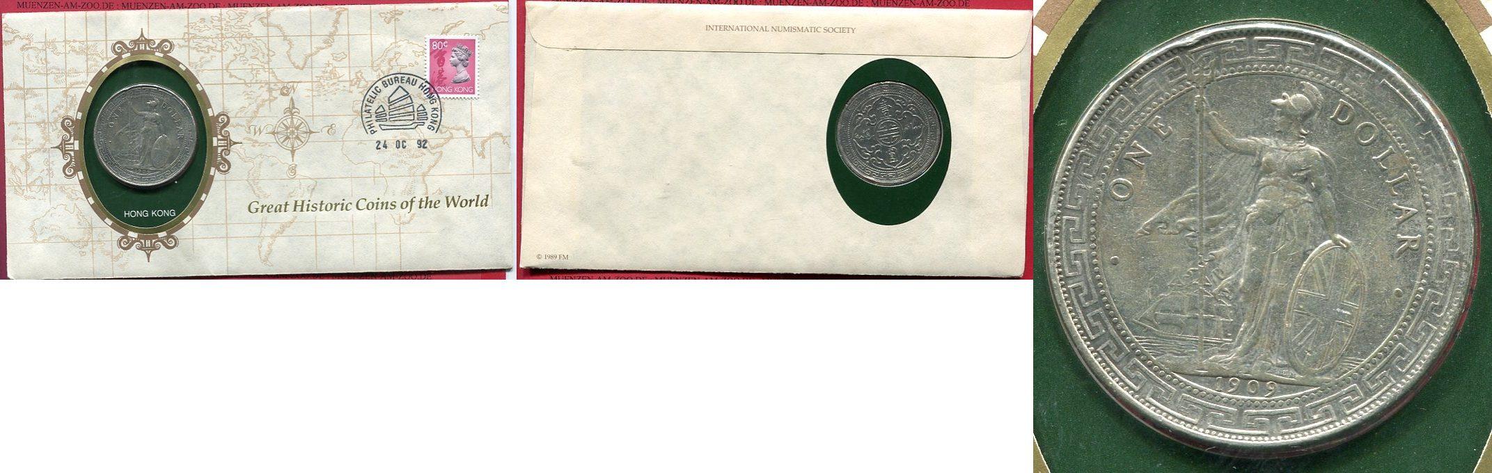 Foto England Großbritannien Uk Trade Dollar Silbermünze 1909