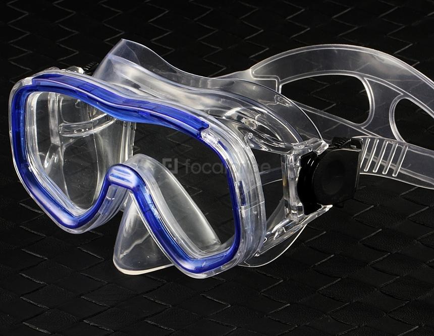 Foto Estructura de plástico y de vidrio templado lente gafas de buceo M-8015 (azul)