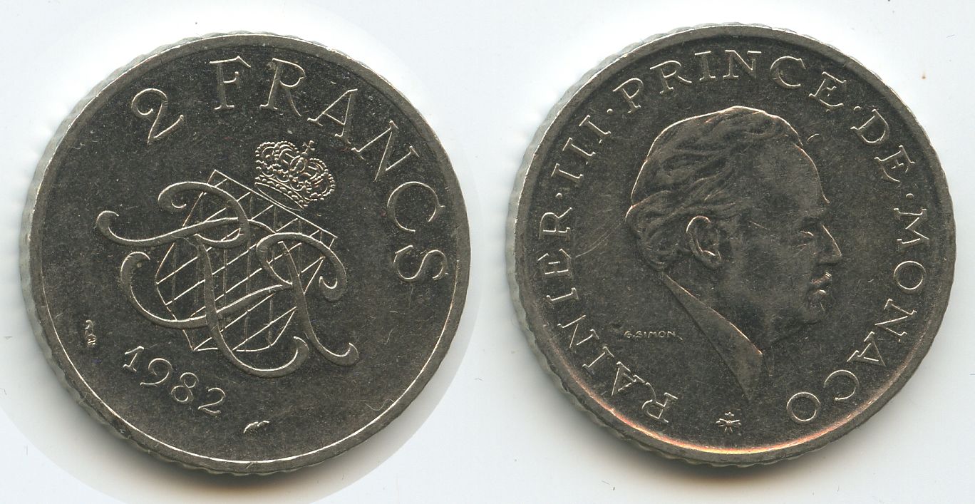 Foto Fürstentum Monaco 2 Francs 1982