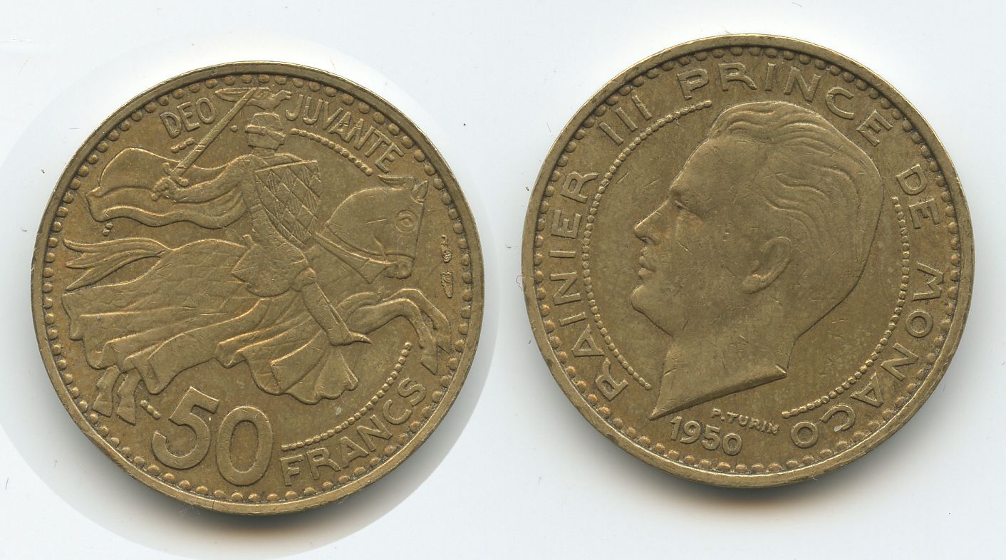 Foto Fürstentum Monaco 50 Francs 1950