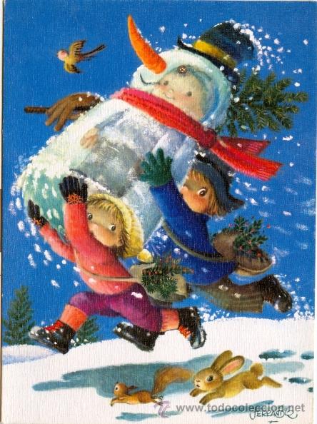 Foto felicitacion navidad ferrandiz niños corriendo en la nieve (197