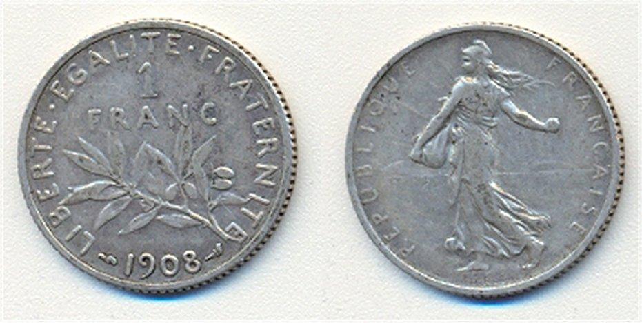 Foto Frankreich 1 Franc 1908