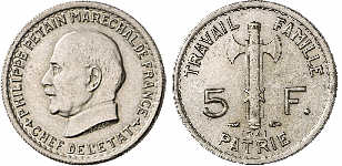 Foto Frankreich 5 Francs 1941