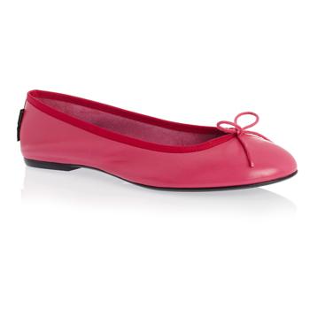 Foto French Sole Fucsia Pink Leather Ballet Flat.
