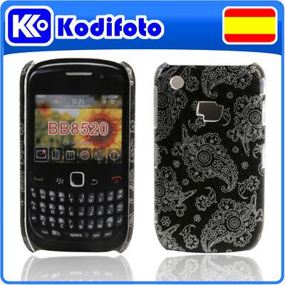 Foto funda carcasa para blackberry 8520 9300 curve negra con dibujos blancos
