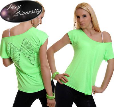 Foto Green Neon Wings Printed Shirt  / Camiseta Ancha Verde Neón  >>talla Única<<