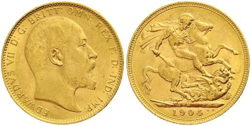 Foto Großbritannien Sovereign Gold 1904 M