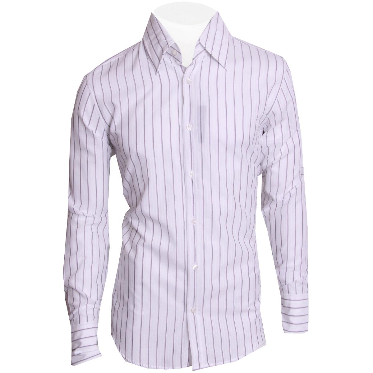 Foto Hugo Boss Grey/Purple Stripe Lightweight Cotton Shirt-L