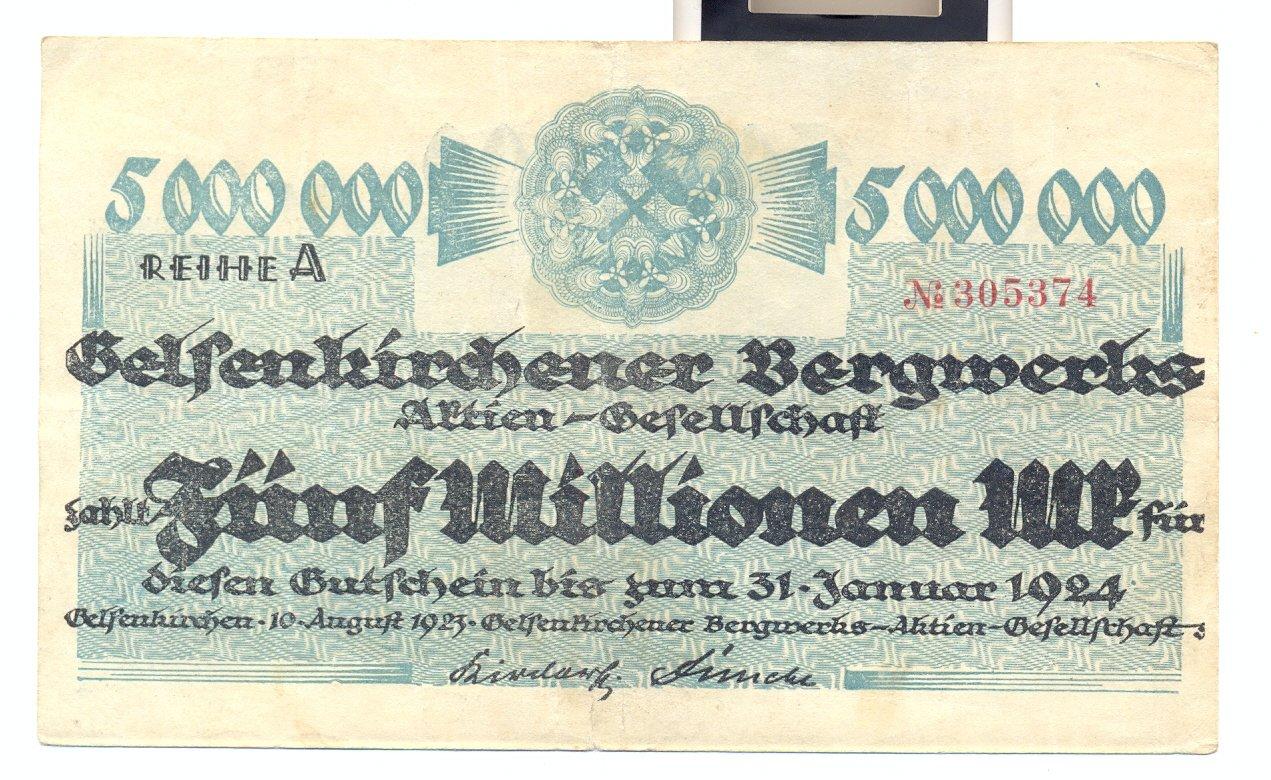 Foto Inflation 5 Millionen Mark 1924